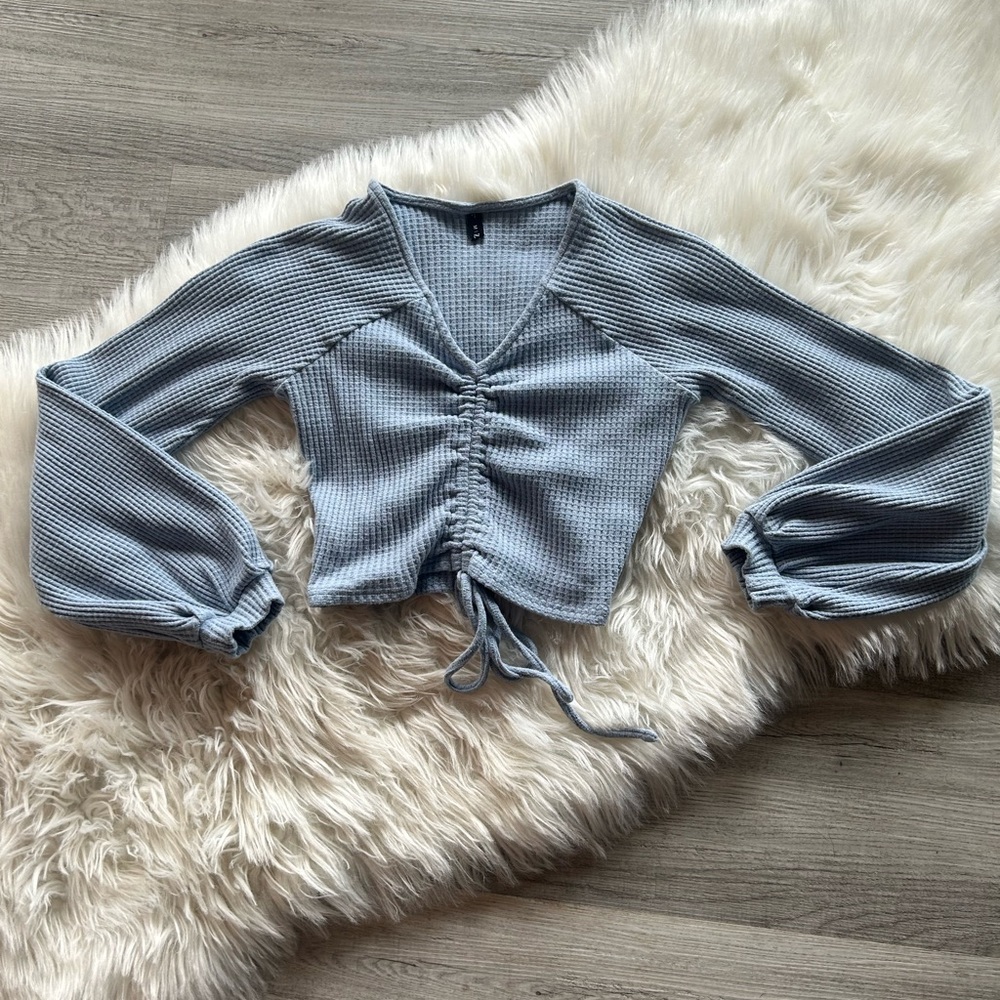 Zaful Crop Top Light Blue Size M